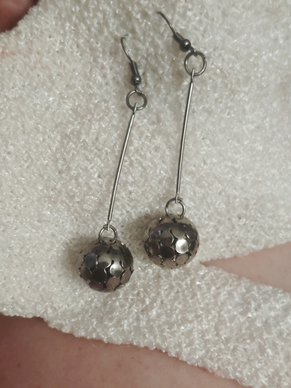 Silver Dangle Sphere Drop Earrings